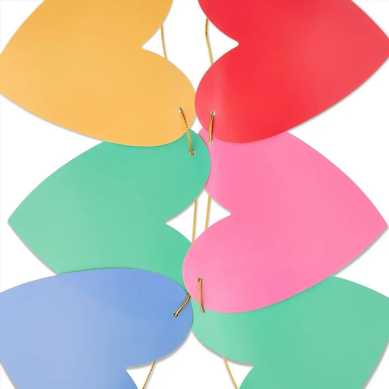 Heart Banner with Gold Tinsel Rope, Multicolor, 6', Valentine's Day by Way To Celebrate | Walmart (US)