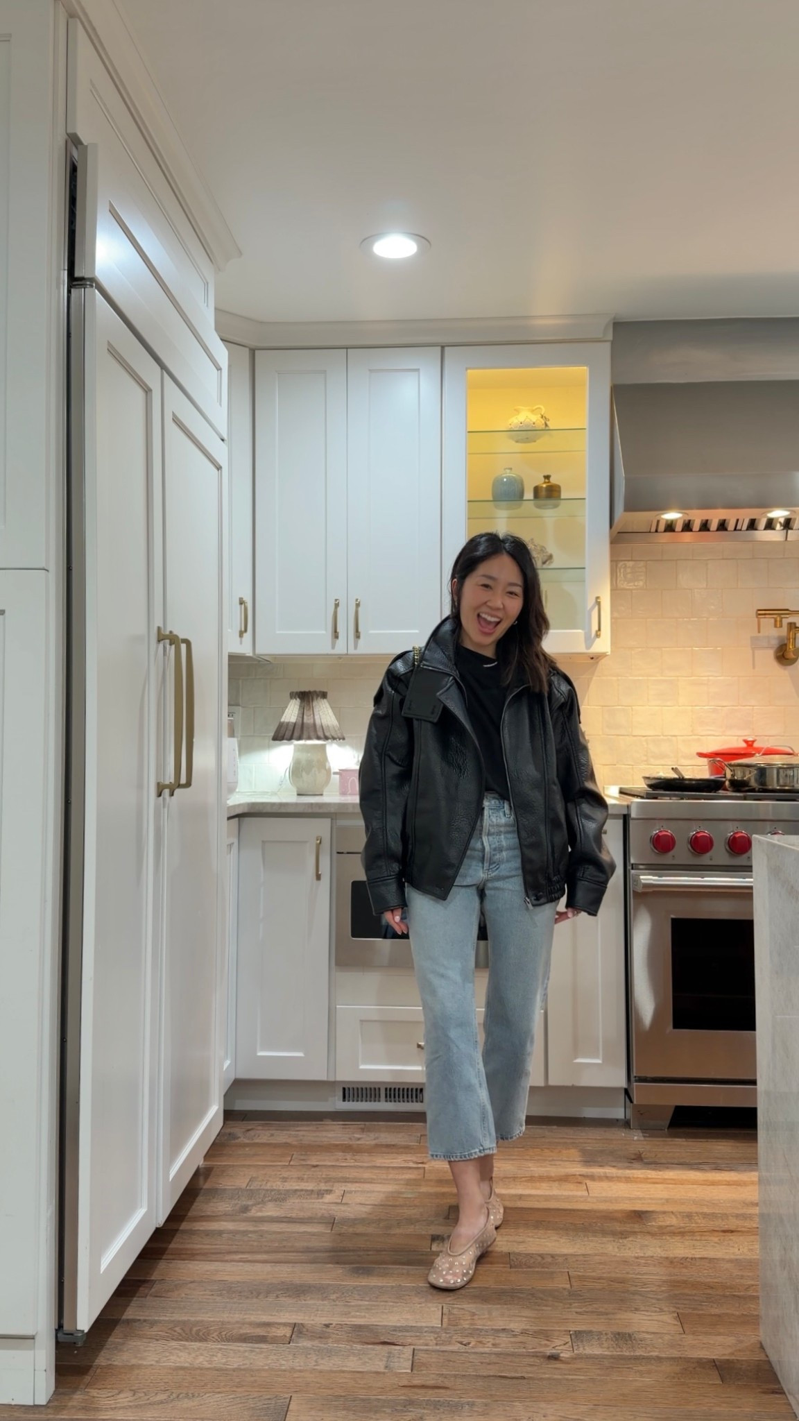 Jacket - oversized, wearing XS 
Shoes - runs true to size! 