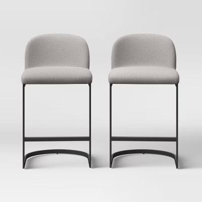2pk Jules Cantilever Armless Upholstered Counter Height Barstool Gray/Black - Threshold™ | Target