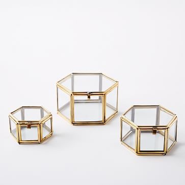 Golden Glass Shadow Boxes, Set of 3, Small | West Elm (US)