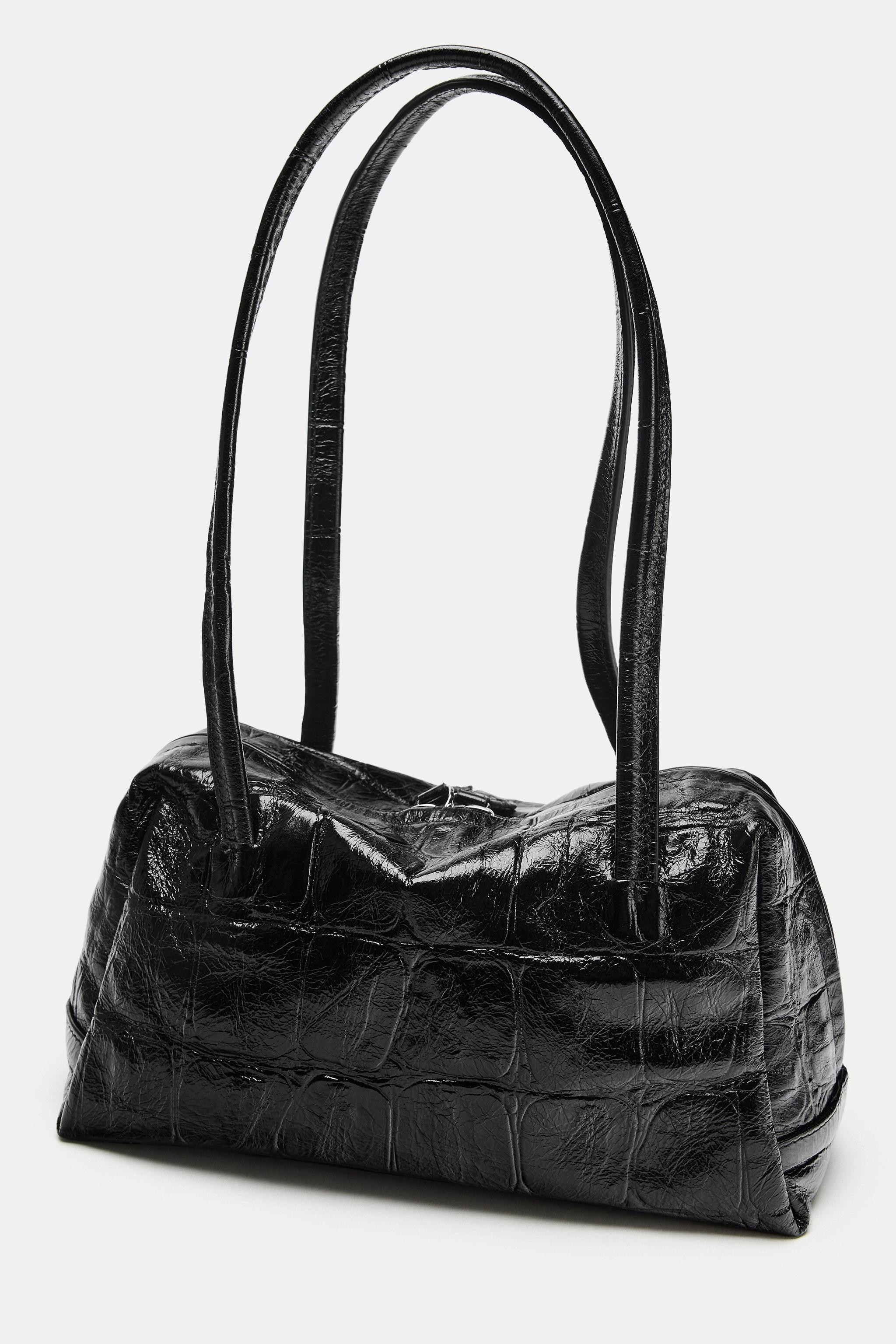 TEXTURED LEATHER SHOULDER BOWLING BAG | Zara DE