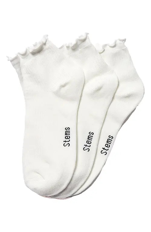 Stems Everyday Classics Ruffle 3-Pack Crew Socks in White at Nordstrom | Nordstrom