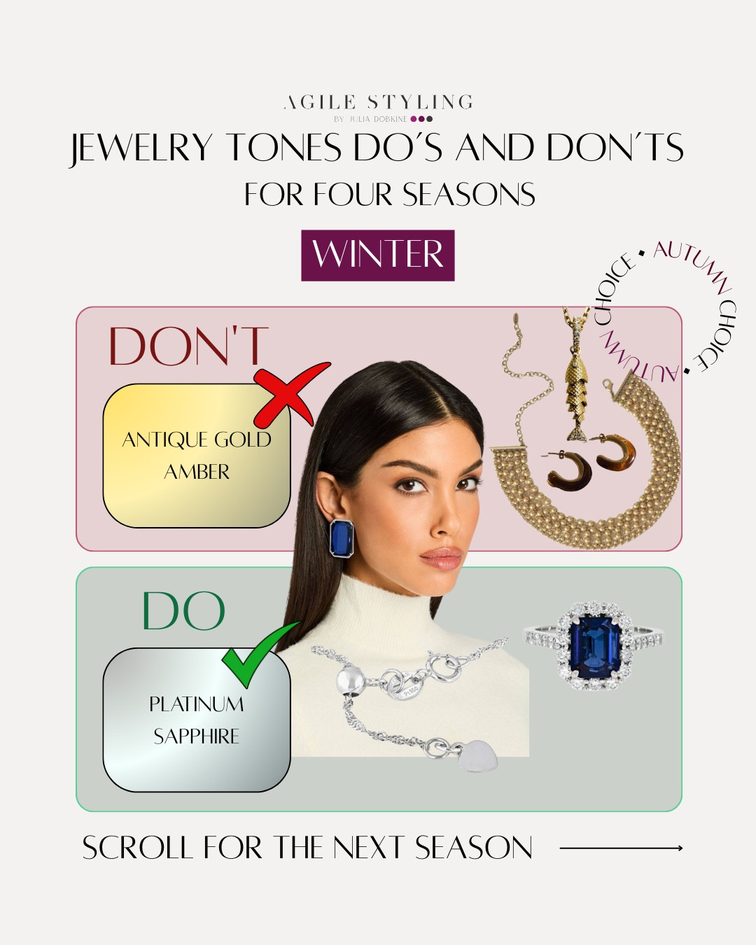 A complete seasonal jewelry guide to help you choose metals and gemstones that truly flatter your natural colouring. Each board features curated pieces that match the exact tones recommended for Winter, Autumn, Summer, and Spring. Perfect for holiday gifting, personal styling, and building a jewelry collection that works with your palette.


#LTKSeasonal #LTKGiftGuide #LTKHoliday