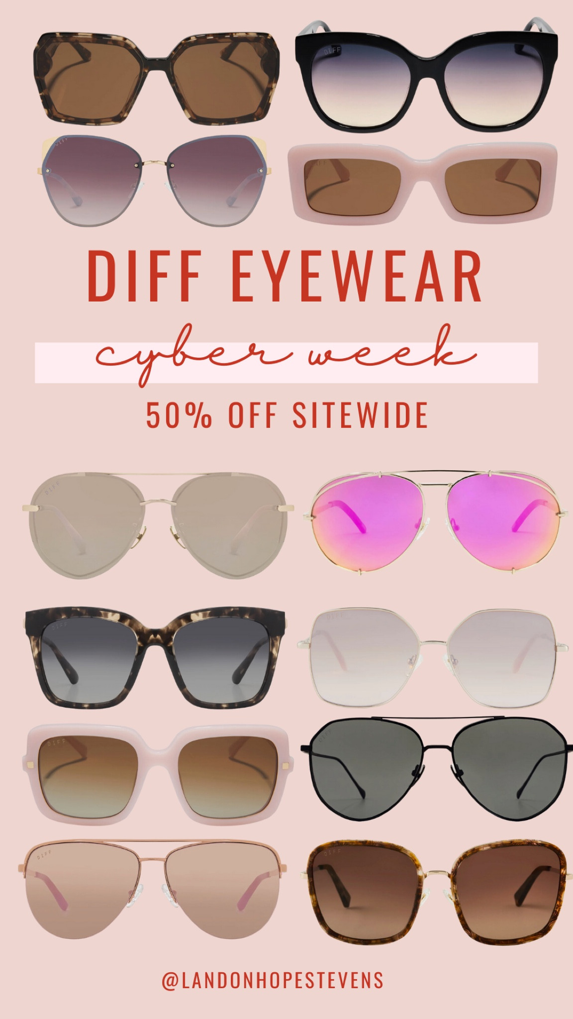 Diff Eyewear Black Friday / Cyber Week sale! 50% off sitewide, no code needed ✨

#LTKCyberWeek #LTKGiftGuide #LTKfindsunder100