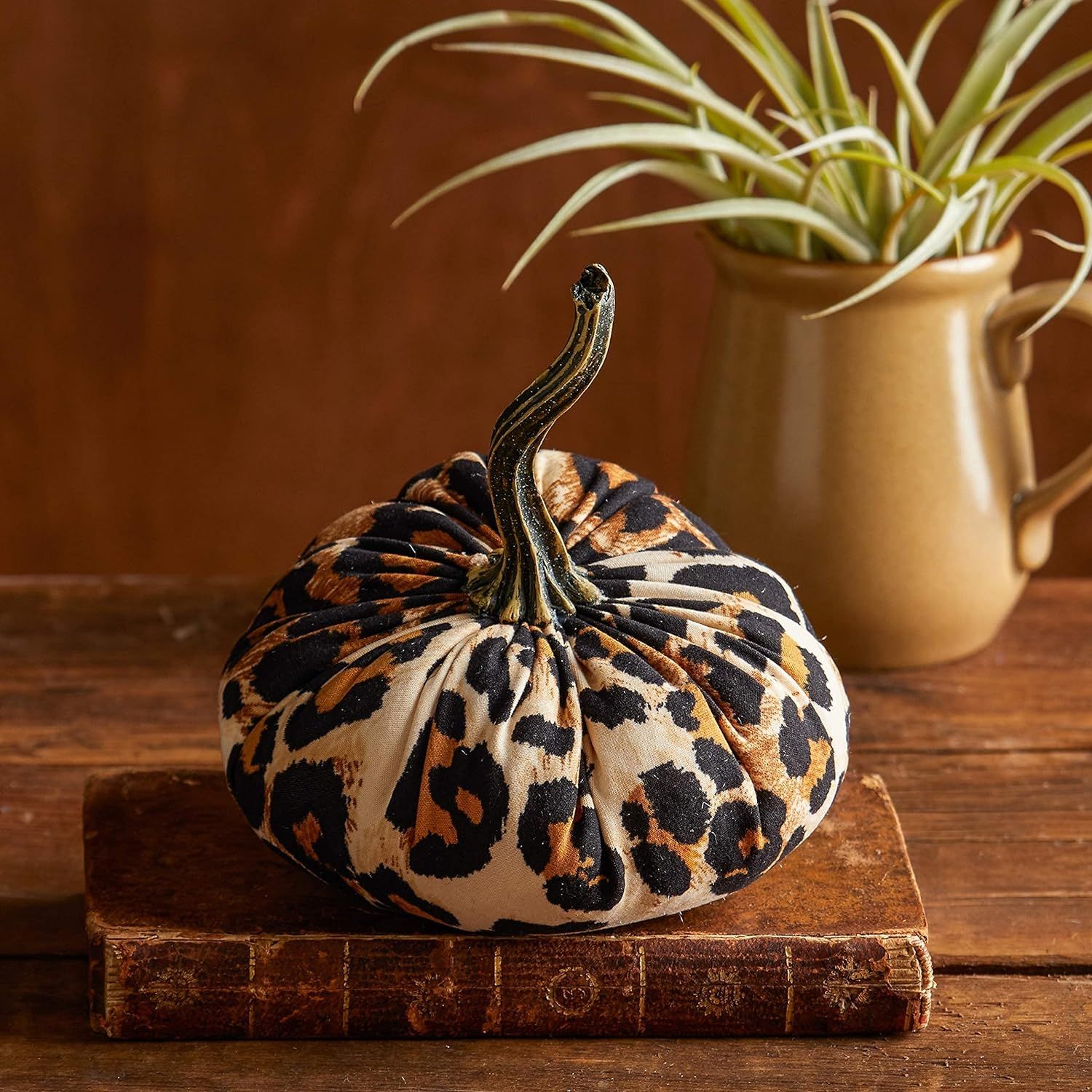 Small Fabric Pumpkins Set of 4 Includes Black, Bronze and 2 Leopard Print, Rustic Table Decor, Fa... | Amazon (US)