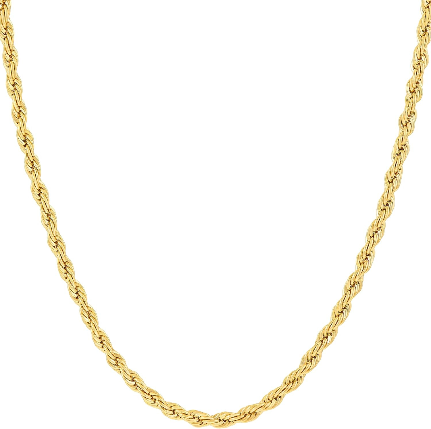 LIFETIME JEWELRY 2mm Rope Chain Necklace 24k Real Gold Plated for Women and Men | Amazon (US)
