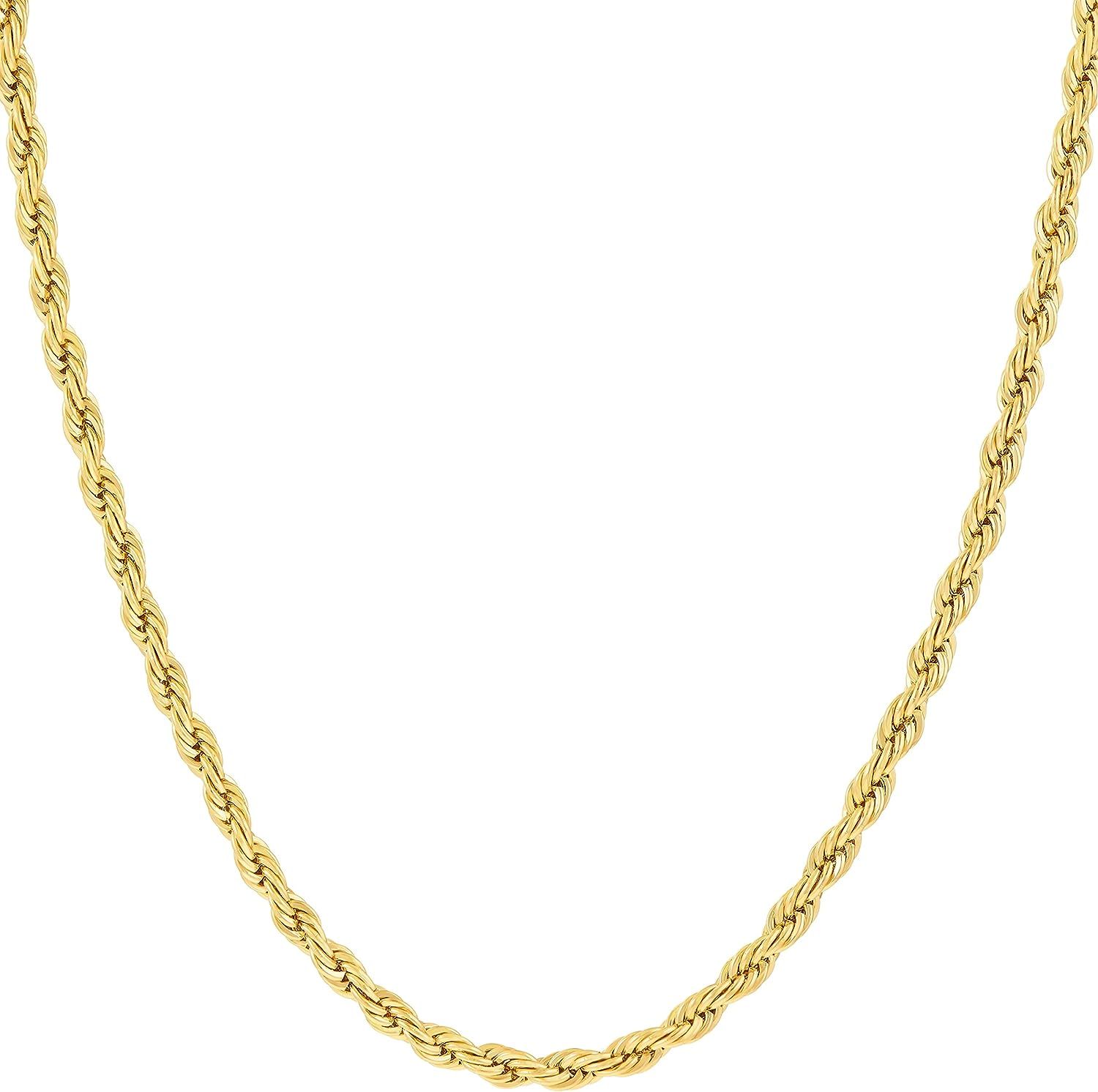 LIFETIME JEWELRY 2mm Rope Chain Necklace 24k Real Gold Plated for Women and Men | Amazon (US)