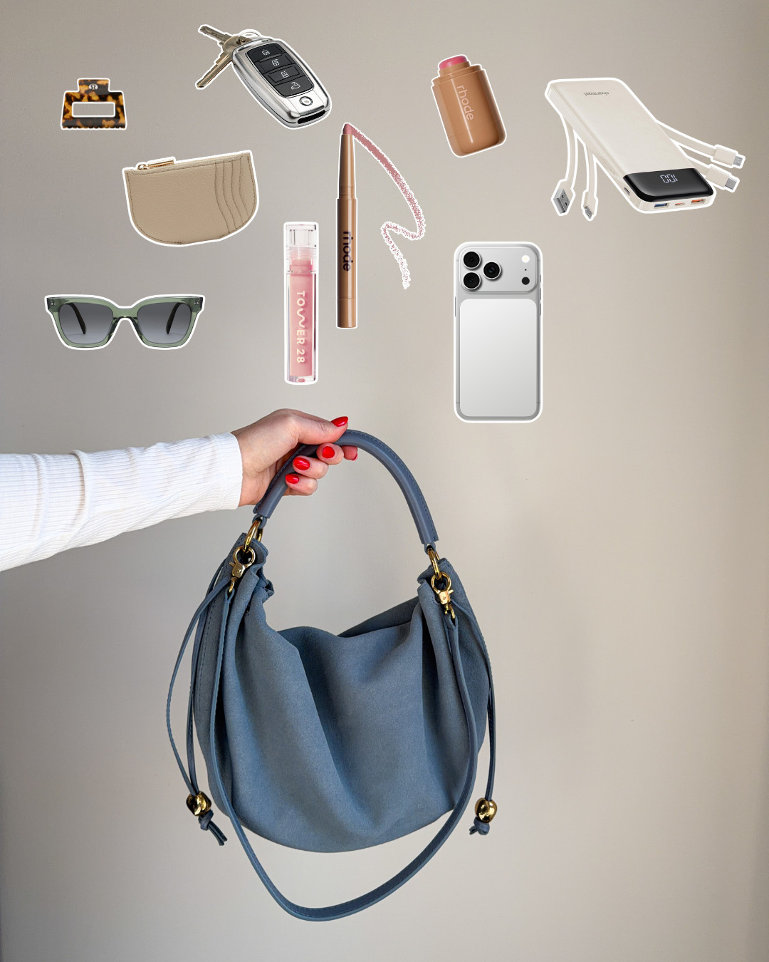 This dusty blue suede bag 😍😍😍