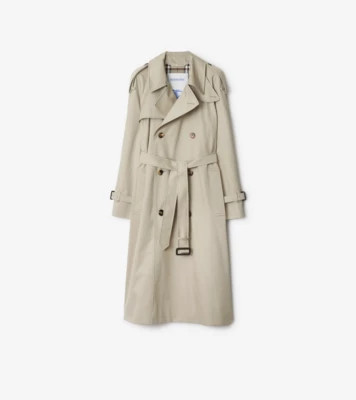 Long Castleford Trench Coat in Heron - Women, Cotton | Burberry® Official | Burberry (UK)