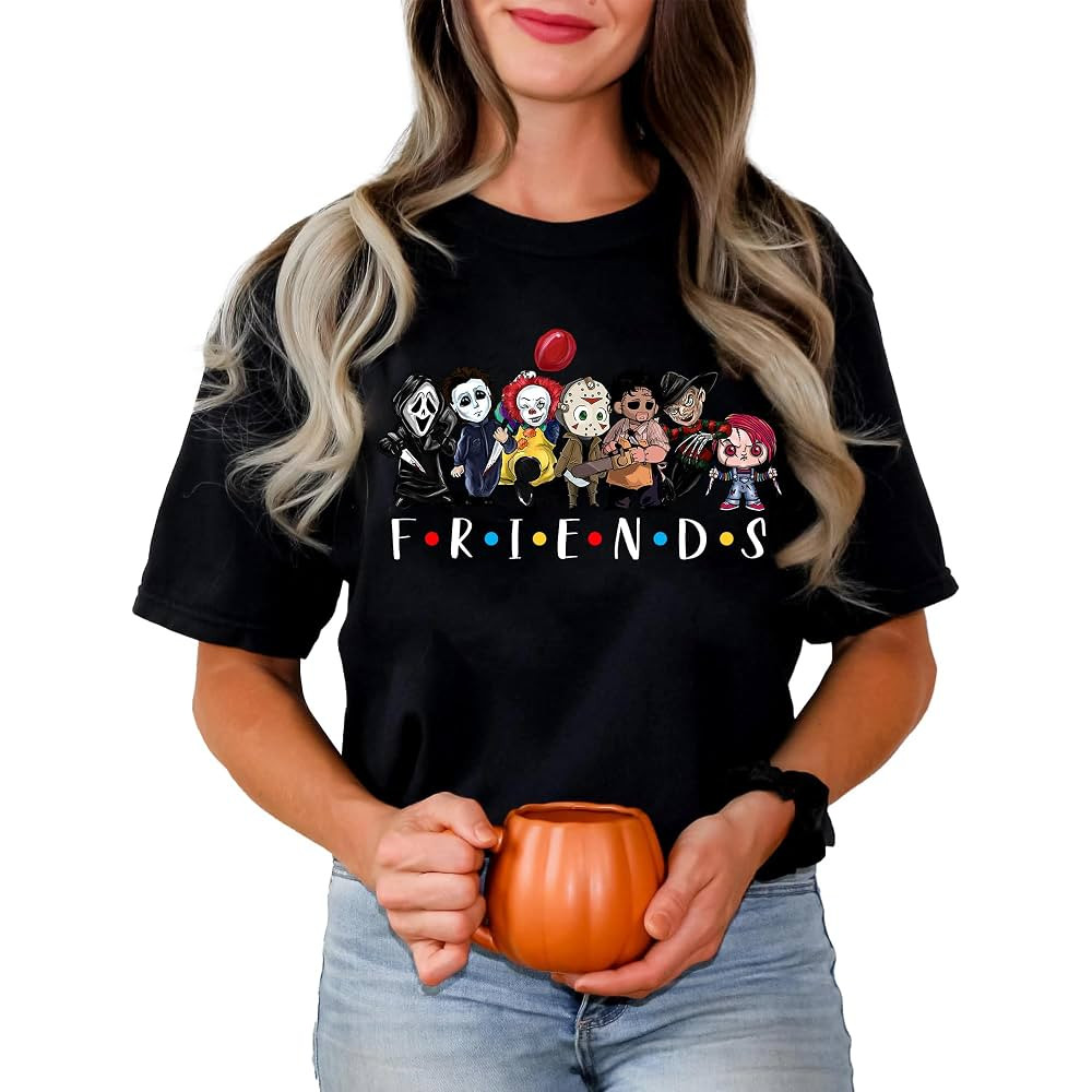 Horror Characters Friends Shirt, Retro Horror Characters Shirt, Retro Halloween Character T Shirt... | Amazon (US)