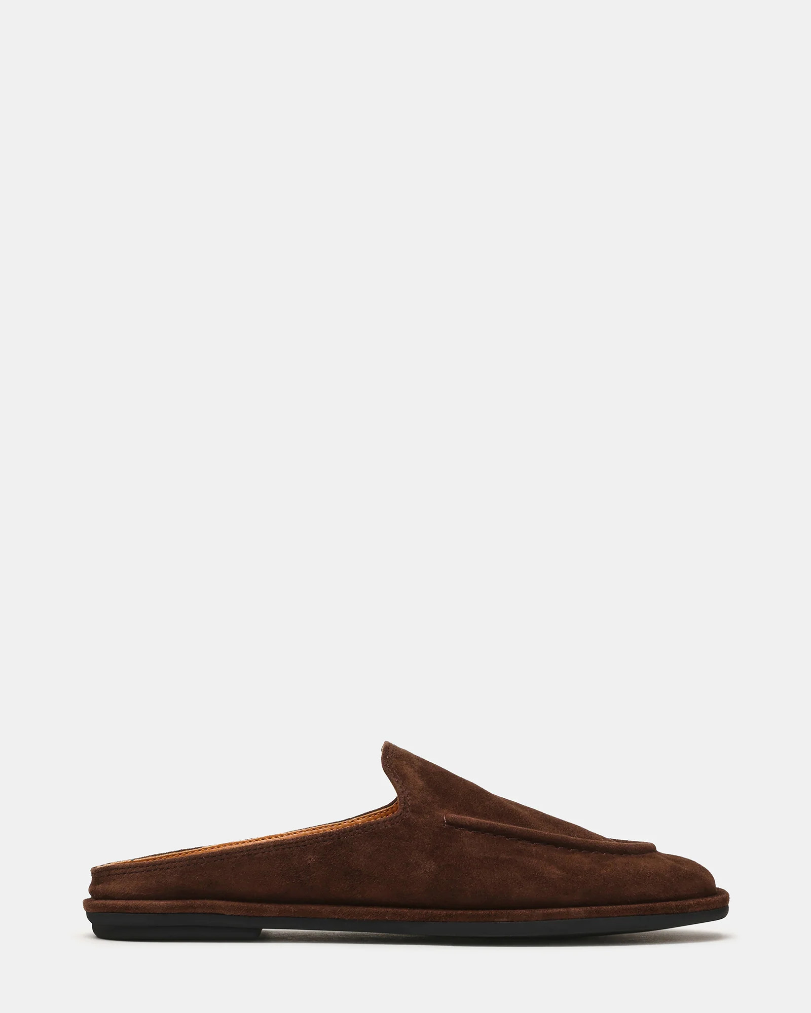 HARRINGTON Chocolate Brown Suede Slip-On Mule Women's Flat | Steve Madden (US)