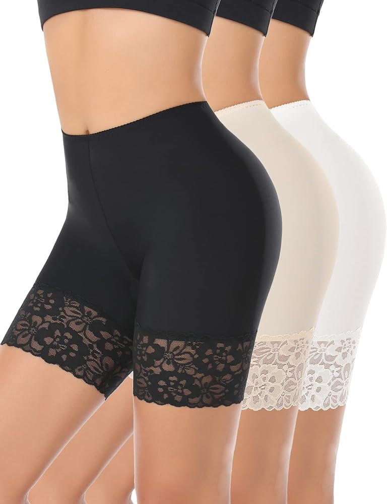 YARRCO Lace Anti Chafing Shorts for Women Seamless Slip Shorts for Under Dresses Boyshorts Safety... | Amazon (UK)
