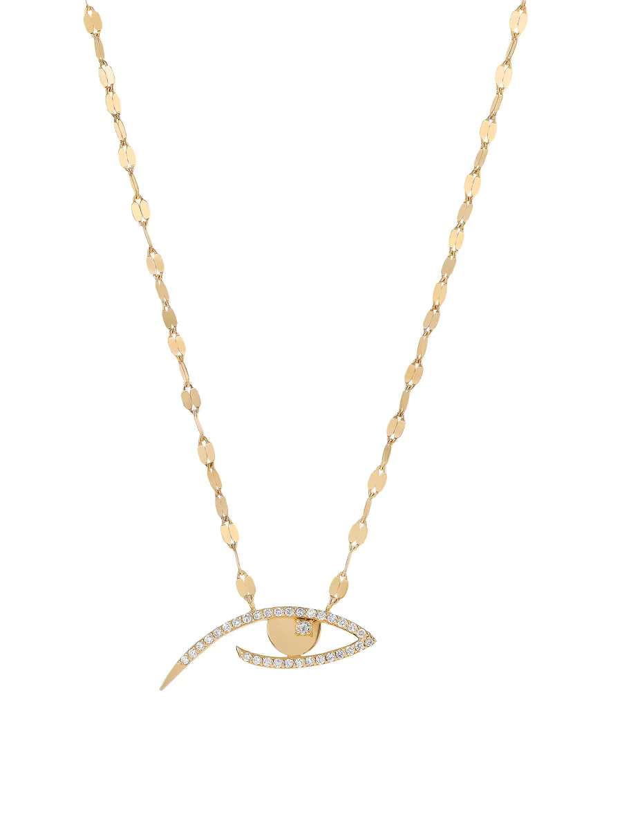Lana 14K Yellow Gold &amp; 0.13 TCW Diamond Evil Eye Pendant Necklace | Saks Fifth Avenue | Saks Fifth Avenue