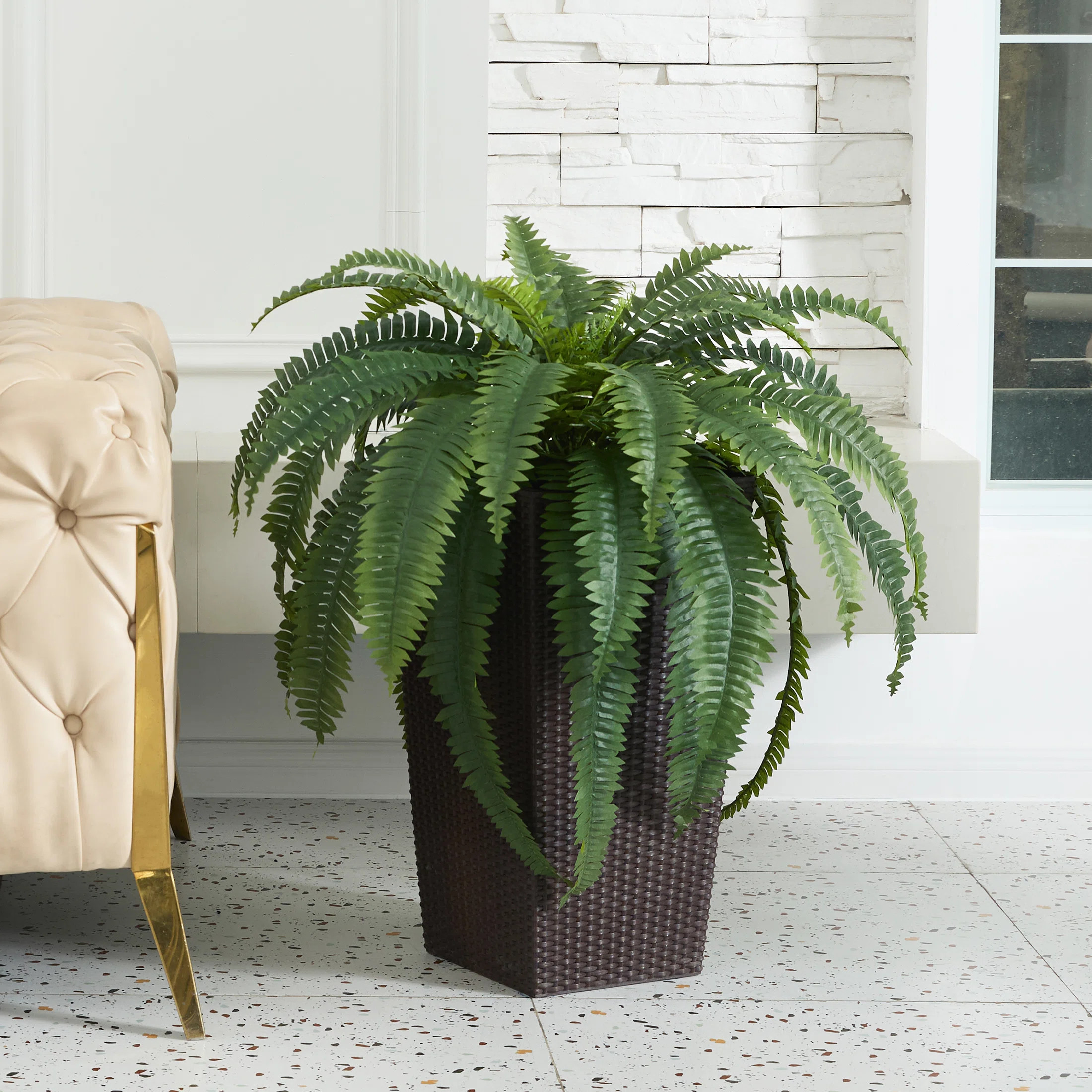 Adcock Artificial Boston Fern Bush Plant - UV Resistant Faux Ferns with 39 Leaves for Home Outdoo... | Wayfair North America