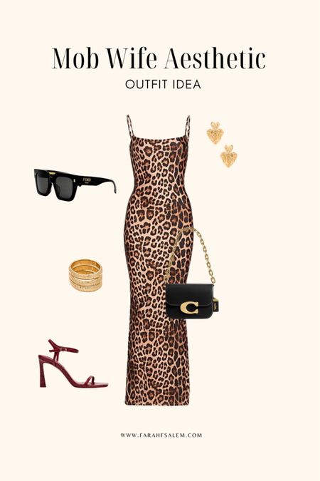 Mob wife aesthetic outfit❤️ spring summer 2024
Leopard print dress, Red heels, gold statement earrings 

#LTKMostLoved #LTKstyletip