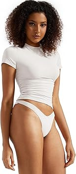 SUUKSESS Women Double Lined Fitted Basic Tee Crew Neck Short Sleeve Y2K Crop Top | Amazon (US)