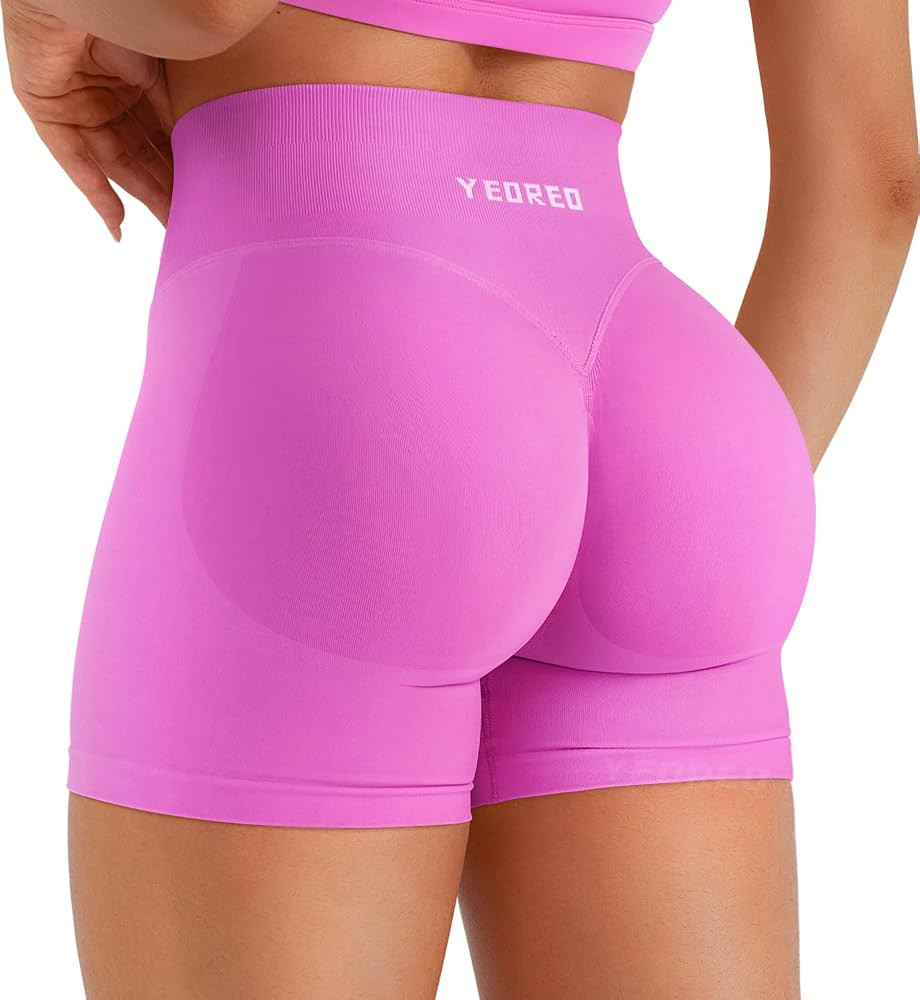 YEOREO Hidden Scrunch Workout Shorts Vision Women Seamless Gym Shorts High Waist Yoga Shorts | Amazon (US)