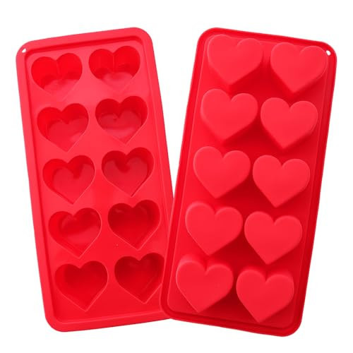 3 Pcs Heart Shaped Ice Cube Trays 10-Cavity Heart Shaped Silicone Molds Red Heart Ice Cube Molds for Ice Cubes, Candy, Chocolate, Cocktails, Whiskey, Candle | Amazon (US)