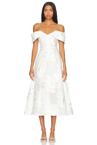 ELLIATT Octavia Midi Dress in Ivory & Gold from Revolve.com | Revolve Clothing (Global)