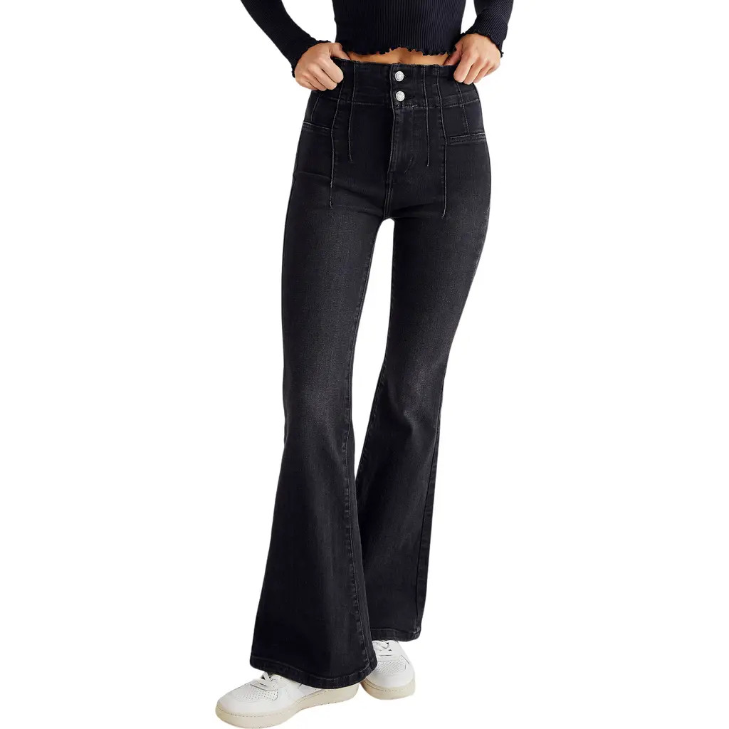 Free People We the Free Jayde Flare Jeans in Onyx at Nordstrom, Size 28 | Nordstrom