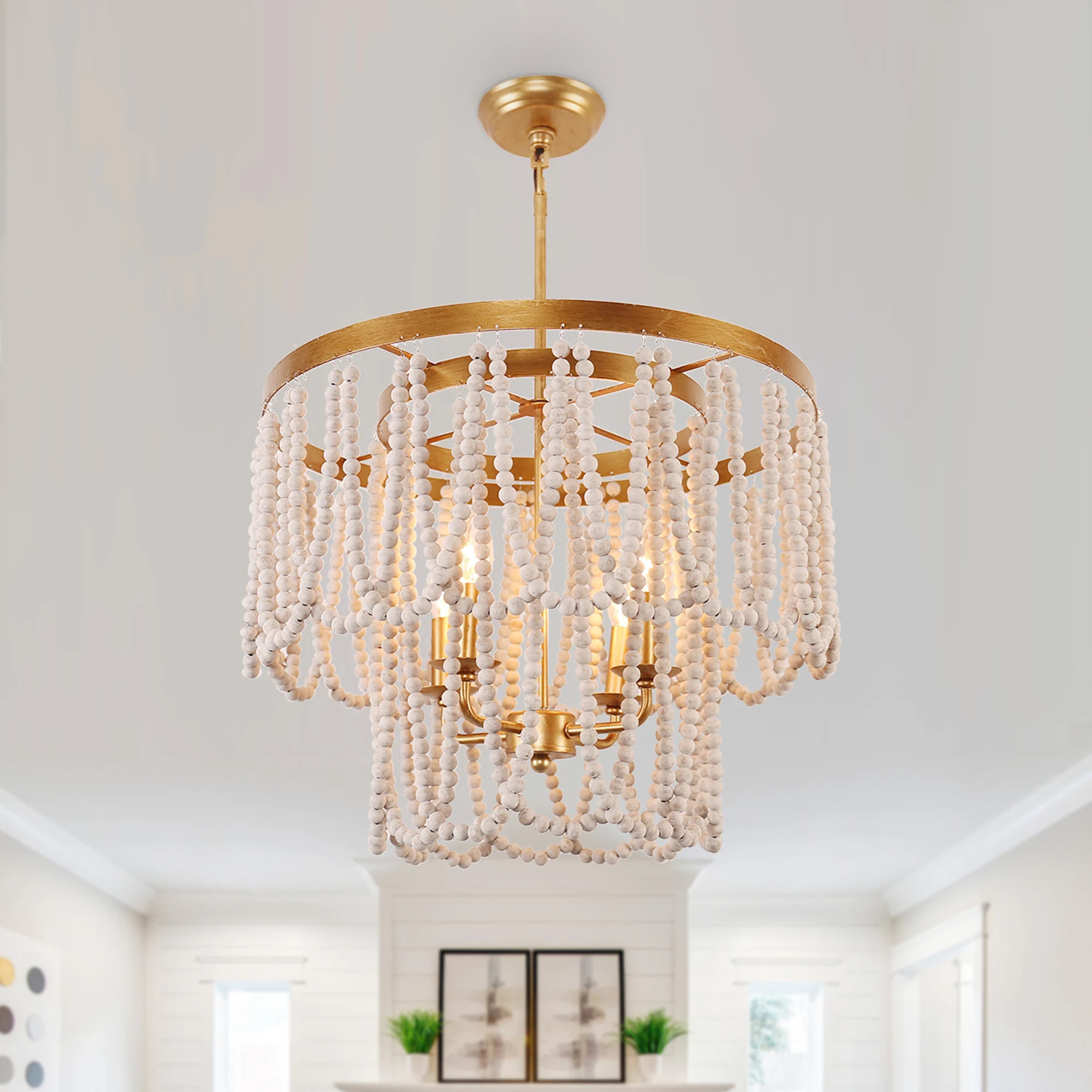 Chichoice Wood Beaded Chandelier Coastal Pendant Light Modern Farmhouse for Living Room, Bedroom, Dining Room, Kitchen | Bed Bath & Beyond