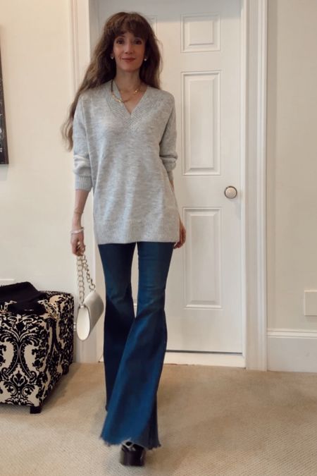 These ultra flare jeans are amazing if you love flares and a little boho chic vibe! They are super comfortable! Also my gray sweater is a being worn on repeat !

#LTKstyletip #LTKSeasonal #LTKfindsunder100