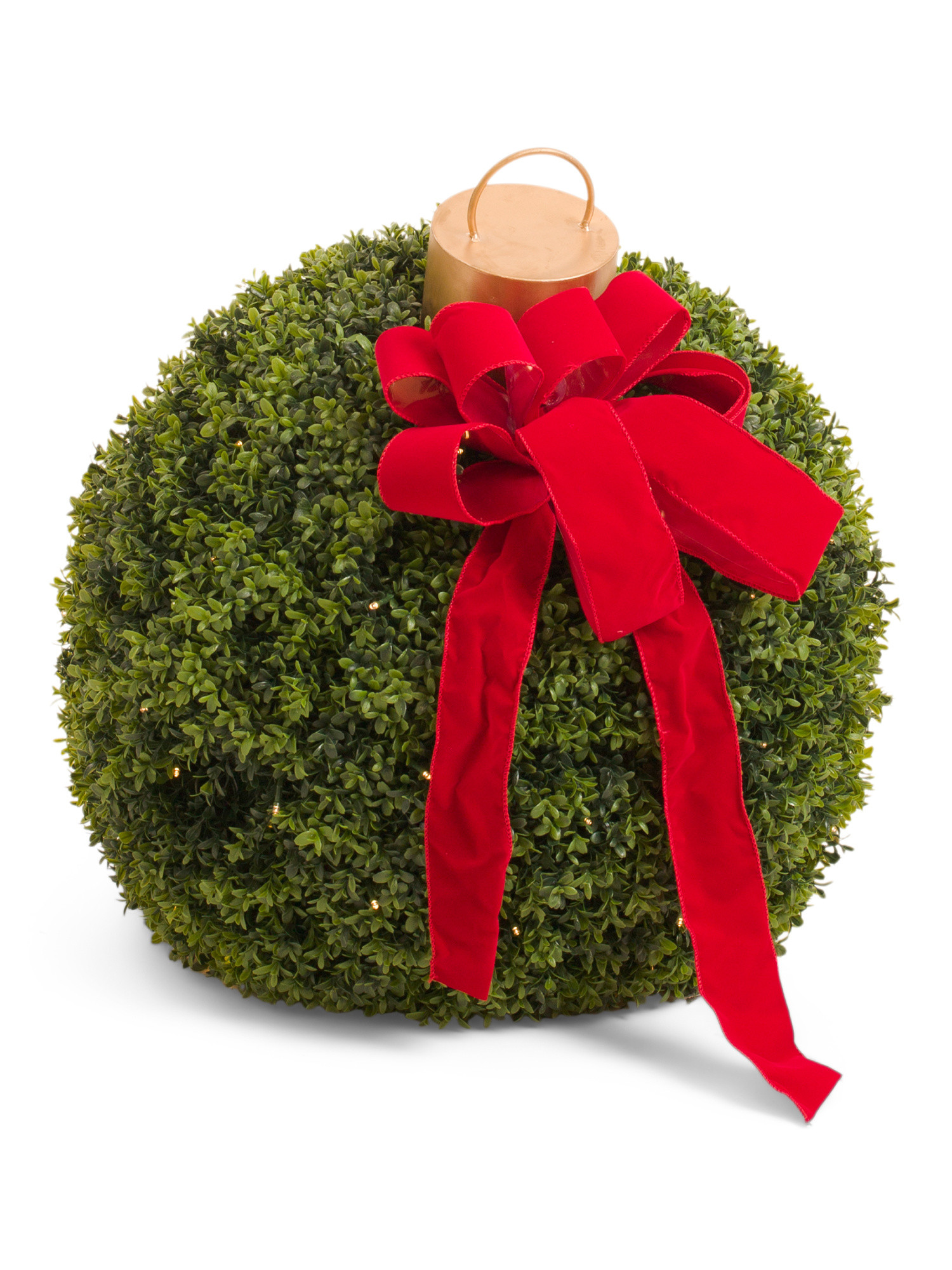 24in Led Outdoor Safe Faux Boxwood Ball Plant With Bow | Plants & Planters | Marshalls | Marshalls