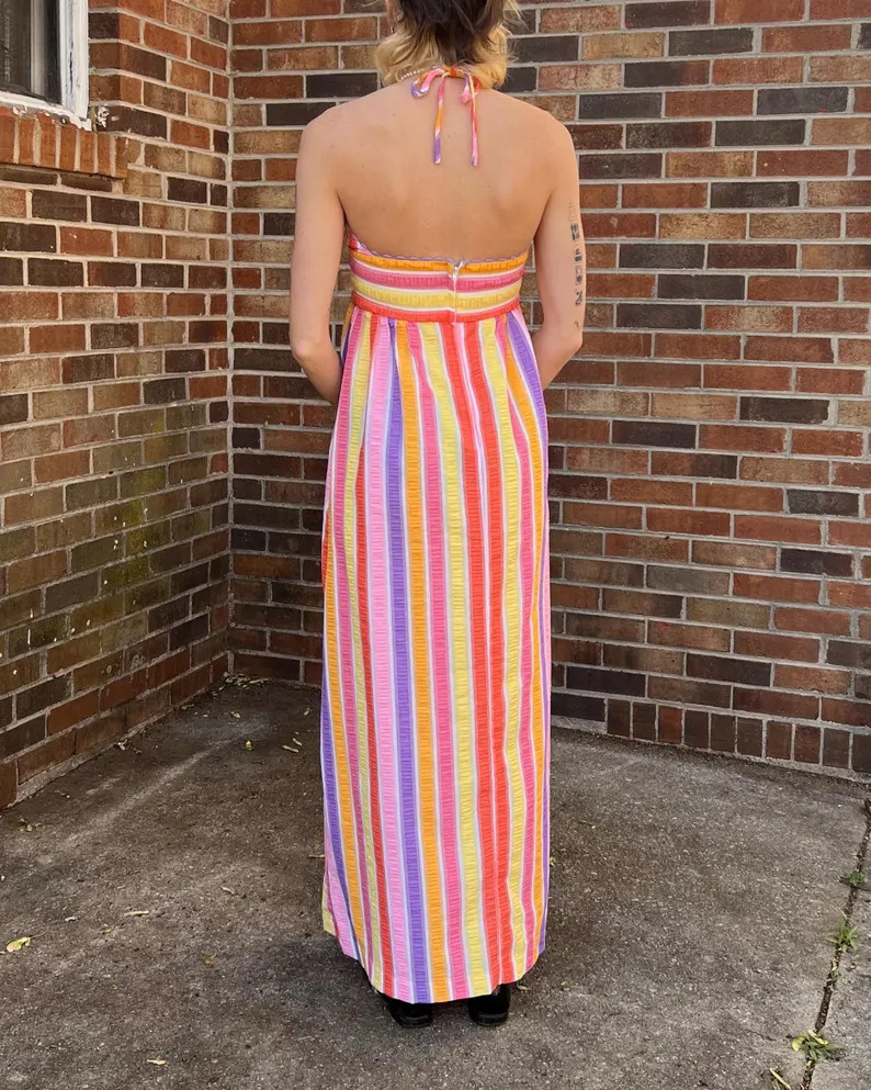 1970s Seersucker Maxi Dress | Etsy (Global)