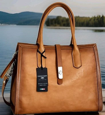 🌞CAVALCANTI ITALIAN DESIGNER COGNAC BURNISHED LEATHER SATCHEL SHOULDER BAG🌺NWT | eBay US