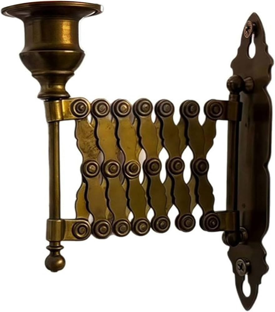Antique Metal Candelabra with Adjustable Length Wall Mount Extending Taper Candleholder Sconce fo... | Amazon (US)