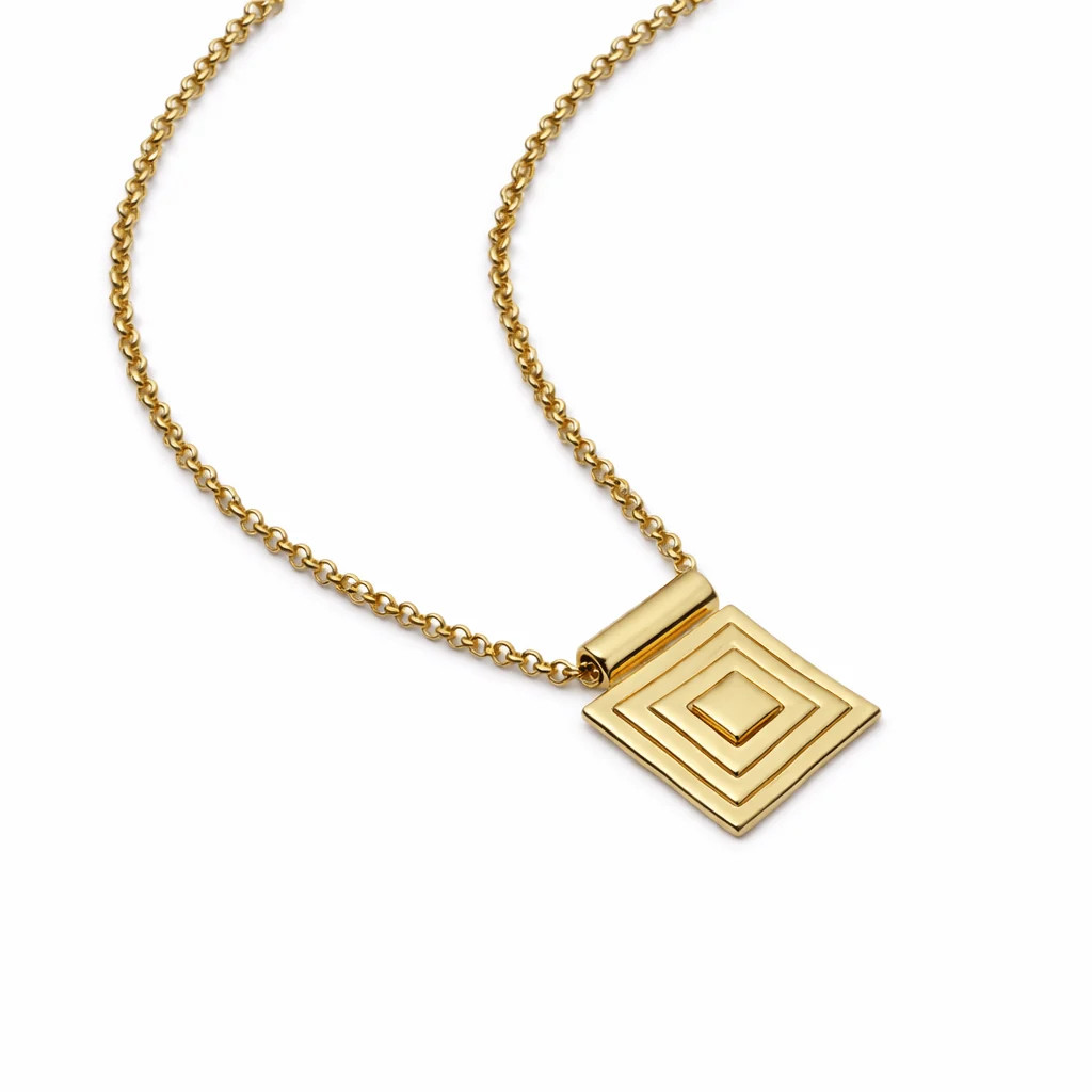 Strata Square Pendant Necklace 18ct Gold Plate | Daisy London Jewellery