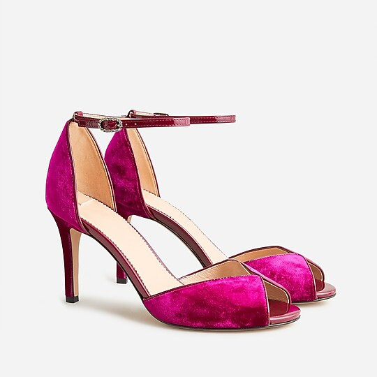 Rylie peep-toe heels in velvet | J. Crew US