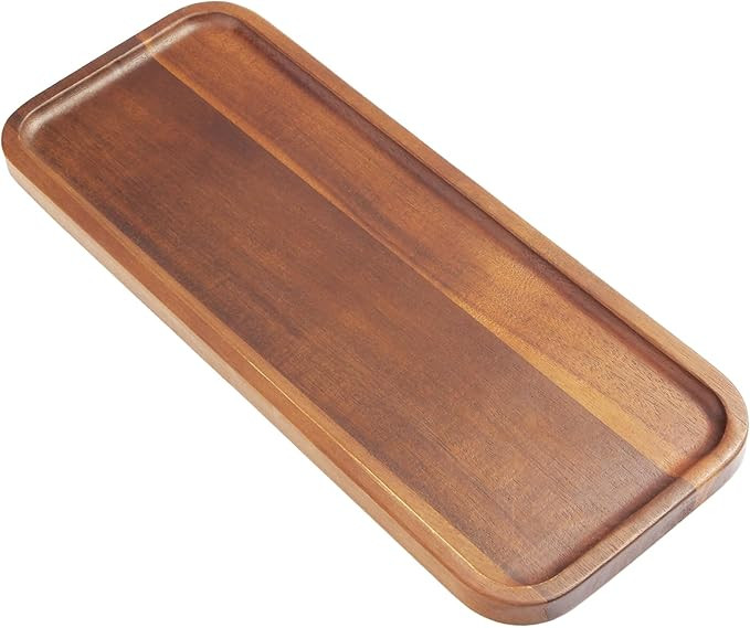 Solid Acacia Wood Serving Trays and Platters - Wooden Mini Charcuterie Boards, Rectangle Small Ch... | Amazon (US)