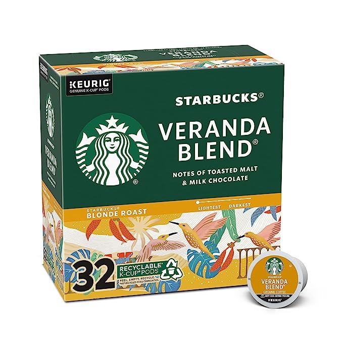 Starbucks Blonde Roast K-Cup Coffee Pods — Veranda Blend for Keurig Brewers — 32 Count (Pack ... | Amazon (US)