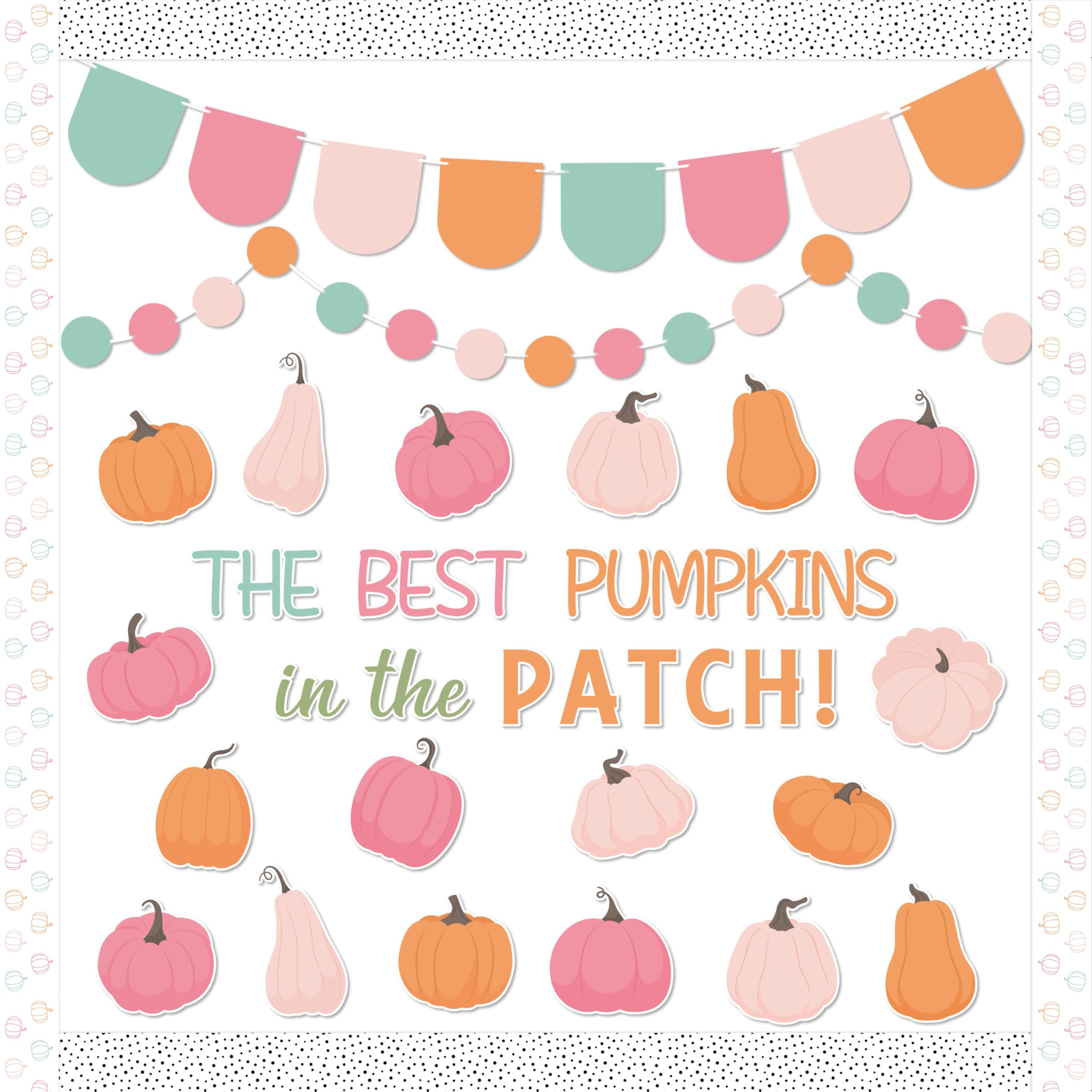 133Pcs Fall Bulletin Board Decorations Set, Fall Pink Pumpkin Cutouts Border Trims Autumn Thanksg... | Amazon (US)