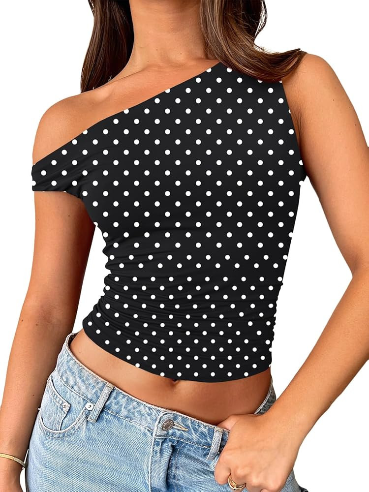 Trendy Queen Women's Off The Shoulder Crop Top, Sleeveless Stretchy Bodycon Tank, Y2K Fashion Sli... | Amazon (US)