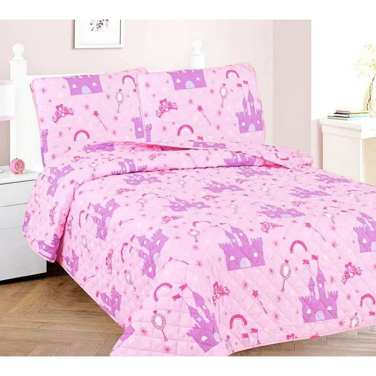 3-Piece Full Crown Princess Purple for Kids Microfiber Bedding Quilt Set, 1 Print Quilted Coverle... | Walmart (US)