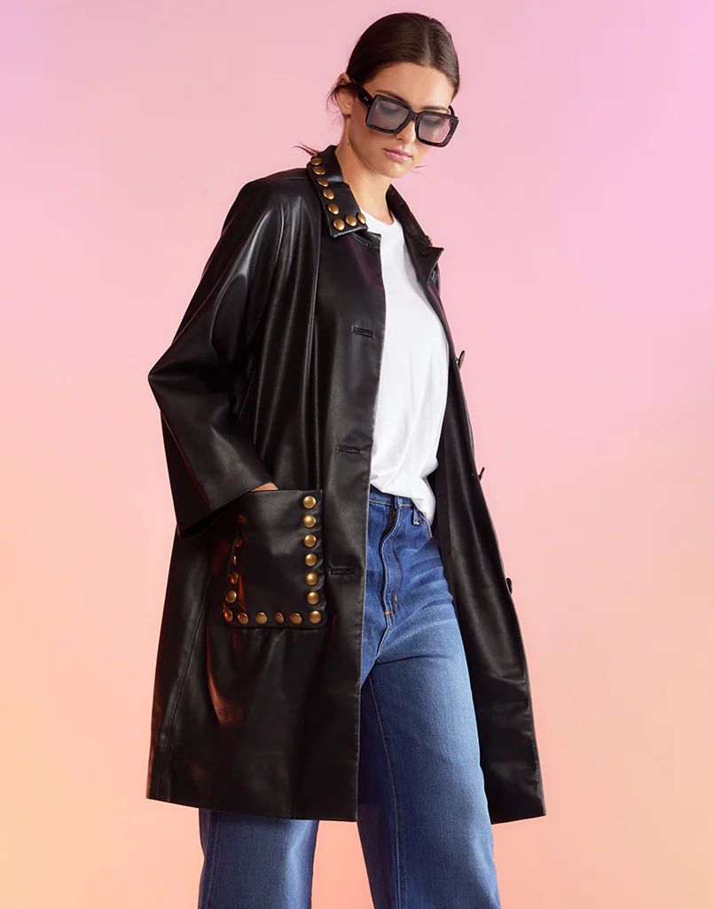 Vegan Studded Leather Coat | Cynthia Rowley