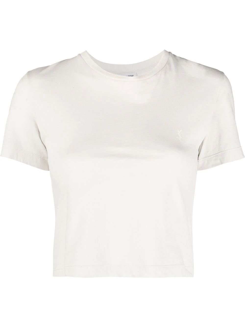 Saint Laurent logo-embroidered Cropped T-shirt - Farfetch | Farfetch Global