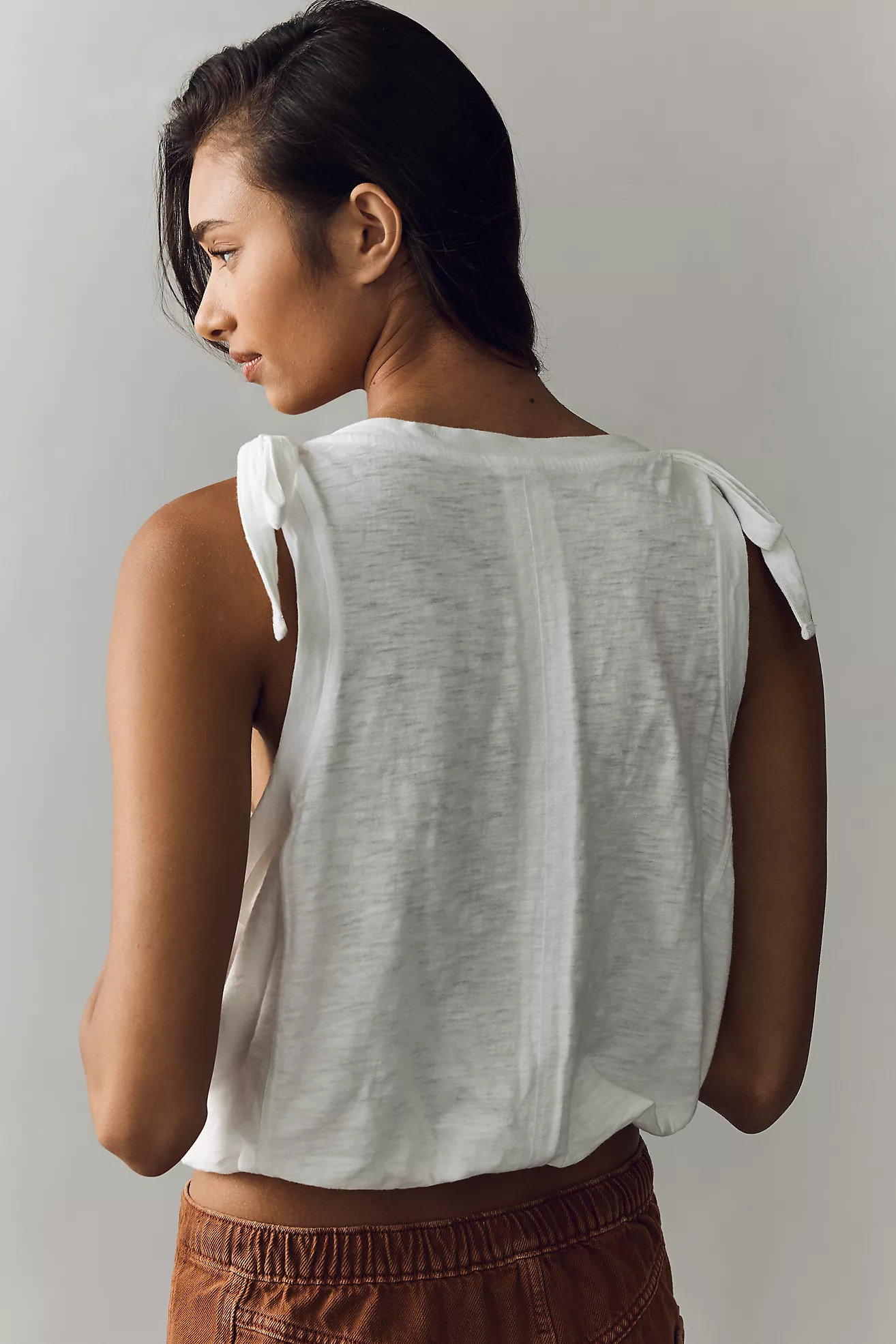 Pilcro Cotton Tie Shoulder Bubble Tee | Anthropologie (US)