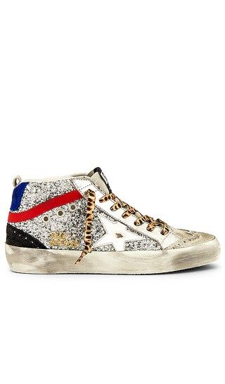Golden Goose Mid Star Glitter Sneaker in Metallic Silver. - size 38 (also in 35, 36, 37, 39) | Revolve Clothing (Global)