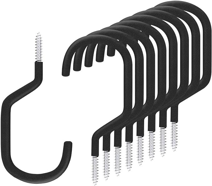SMARTOLOGY 8 Pack Bike Hanger Storage Hook Rack, Rubber Coated Heavy Duty Large Screw in Ceiling ... | Amazon (US)