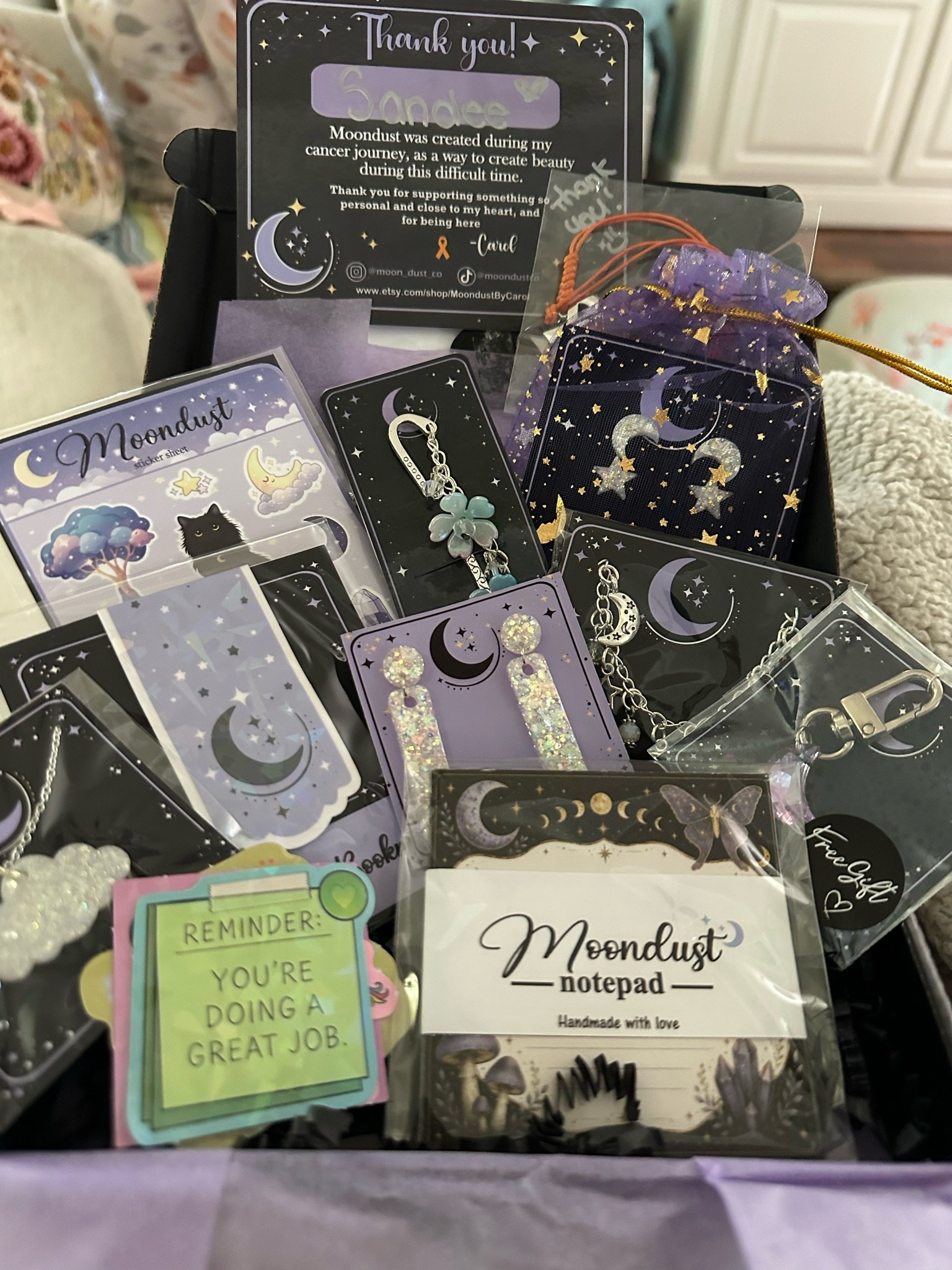 I ordered this from Facebook marketplace but the seller is now on Etsy. 🫶 She started selling these gorgeous moon gift boxes as a way to help as she went through cancer treatment. It’s loaded with such pretty items and I split it with my girls. Would make a lovely gift for the whimsical, moon-loving girlie in your life. 🌙

#LTKmomlife #LTKstorytime #LTKKids