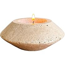 Travertine Tealight Candle Holder, Decorative Natural Stone Home Decor, Beige | Amazon (US)