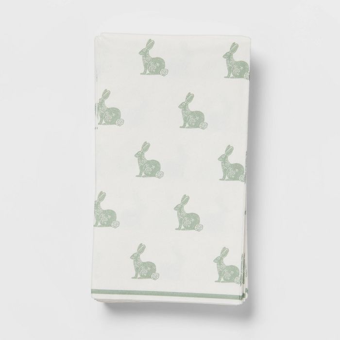 16ct Paper Woodblock Bunny Disposable Guest Towels - Threshold™ | Target