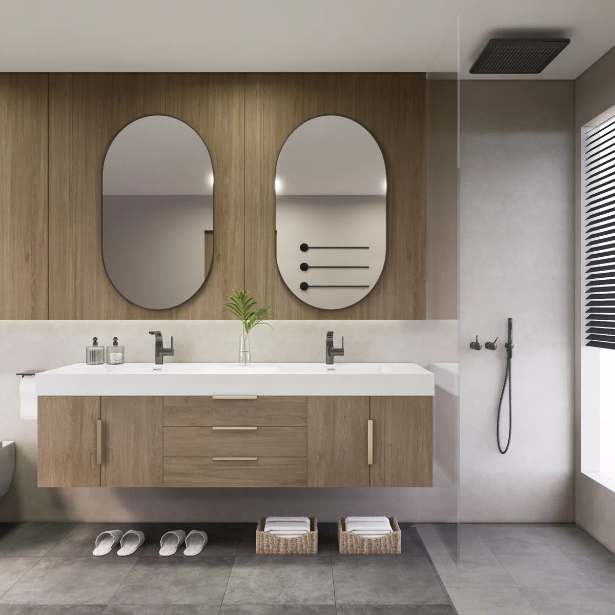 Willa Arlo™ Interiors Edinger 72'' Wall Mounted Double Bathroom Vanity with Reinforced Acrylic ... | Wayfair North America