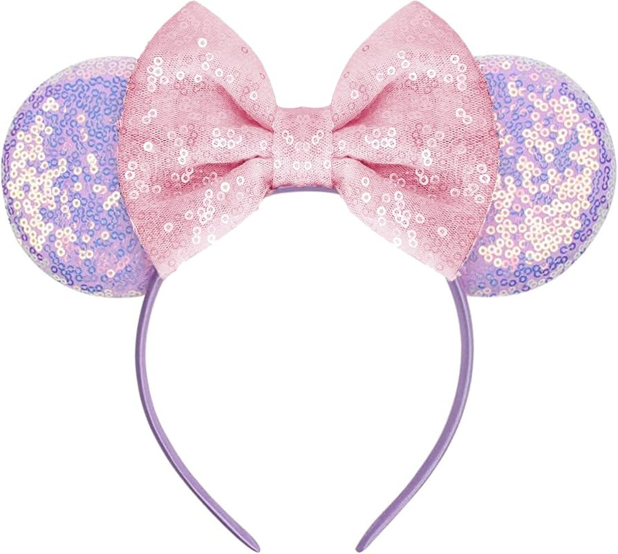 LYLIN Mouse Ears Headband, TEKI Sequin Ears Headbands with Bow Halloween Hairs Accessories for Gi... | Amazon (US)