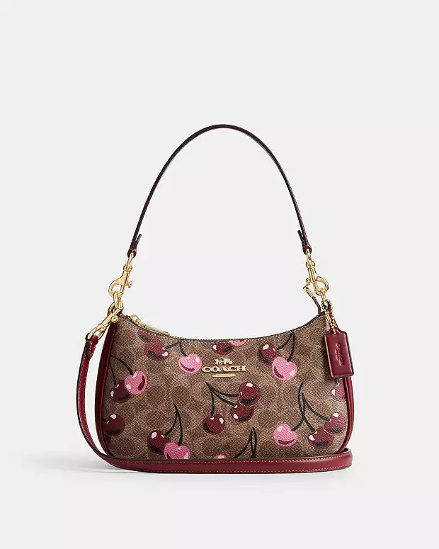 Teri Shoulder Bag In Signature Canvas With Cherry Print | Coach (UK)