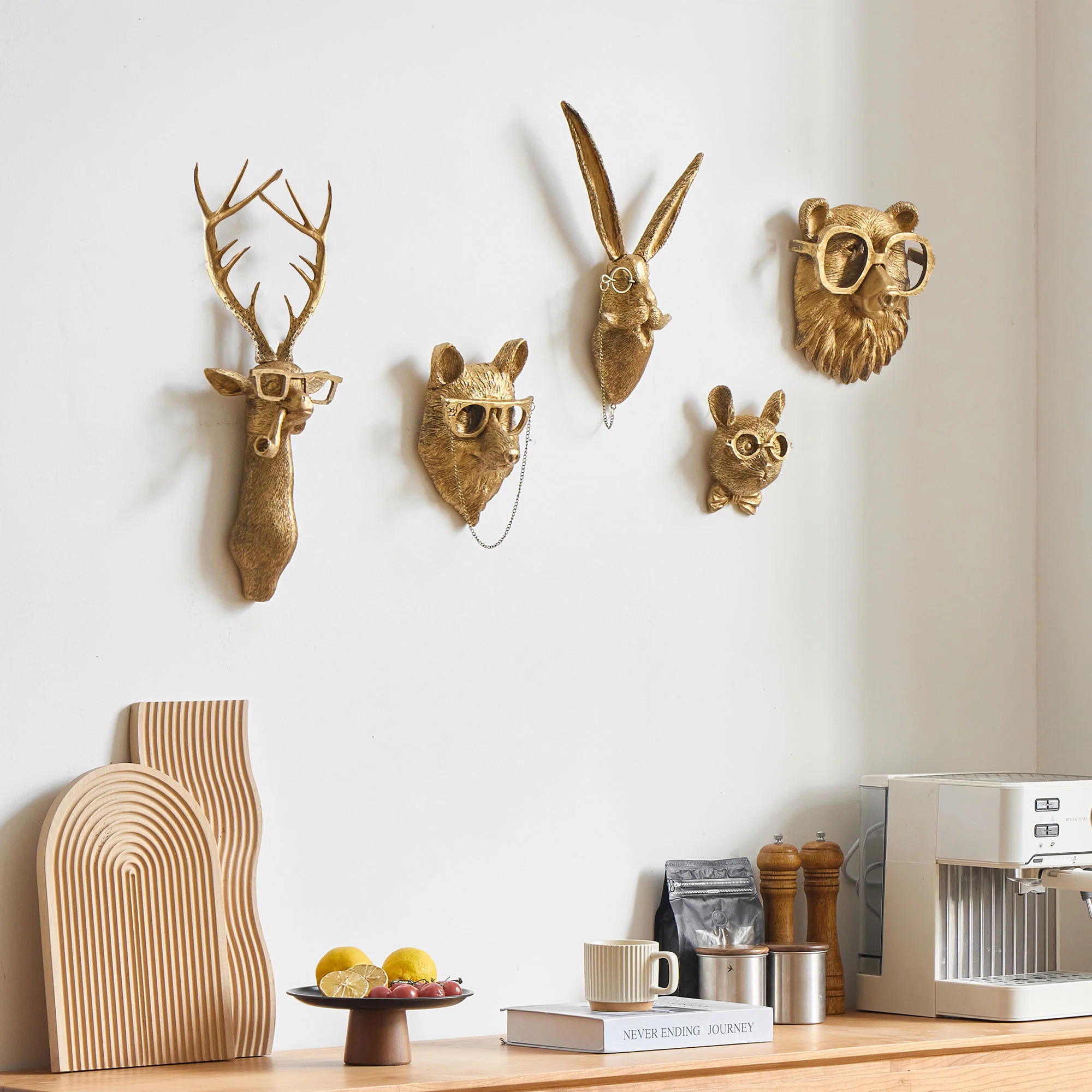 5 Piece Resin Animal Head Wall Decoration | Wayfair North America