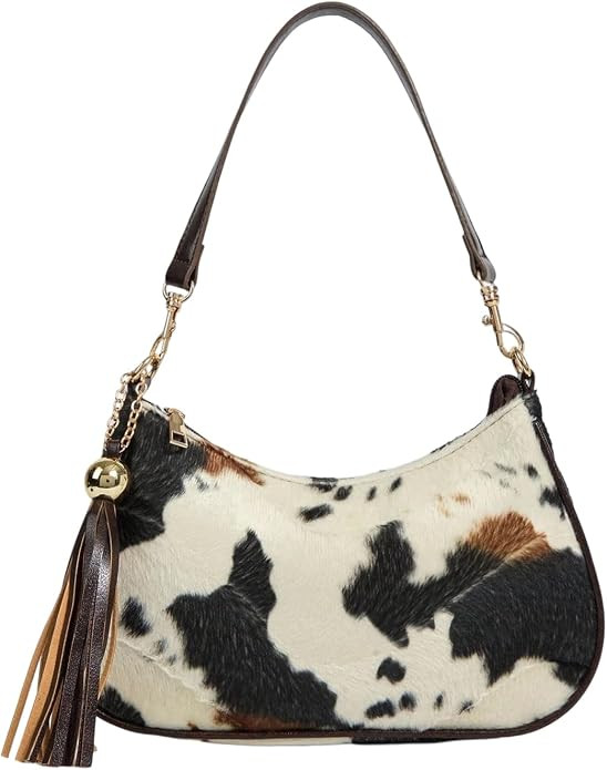 Women's Faux Fur Cow Print Shoulder Bag Retro Y2k Vintage Handbags | Amazon (US)